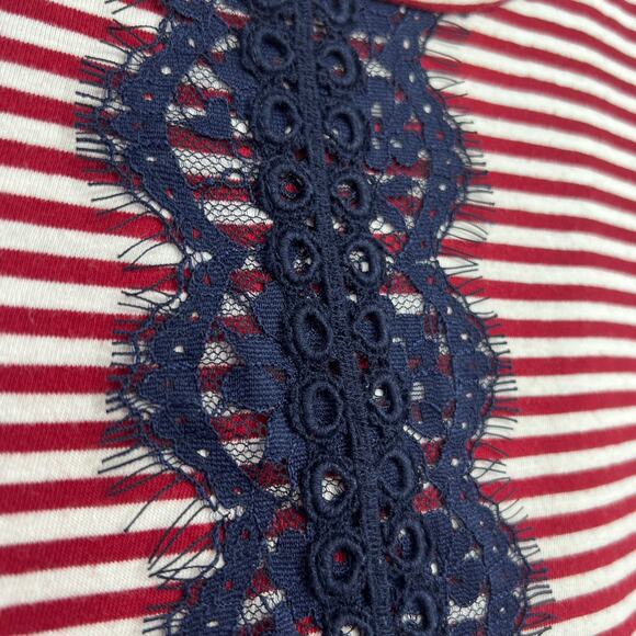 J. Crew Womens Size Small LINEN BLEND Red Nautical Blouse Shirt Top Long Sleeve - Picture 6 of 9